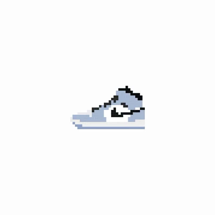 A pixel-art sneaker on a white ground.
