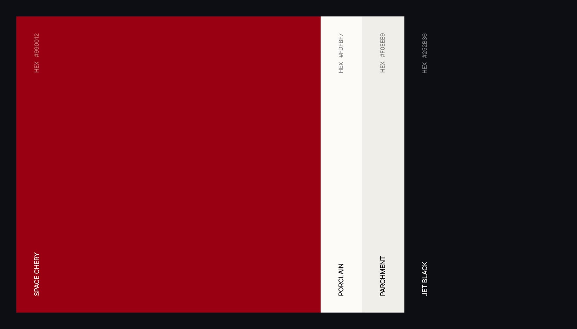 Sehre color palette: Space Cherry, Porcelain, Parchment and Jet Black.