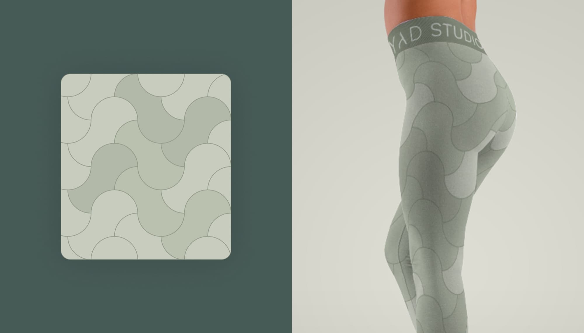 YAD Studio patterned performance leggings.